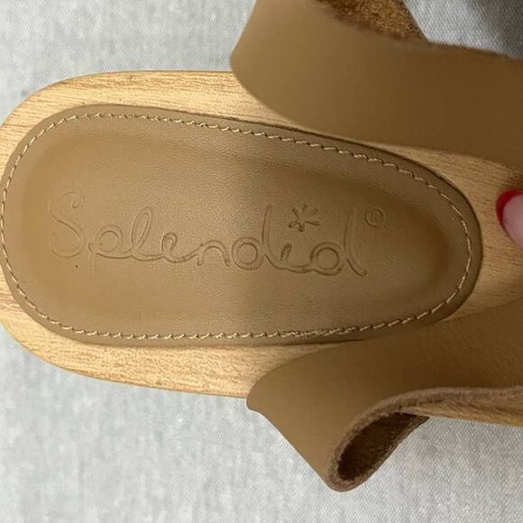 Splendid Barie Leather and Wood Clog Braided Sandals in Beige Women's sz. 7.5 - Picture 4 of 10